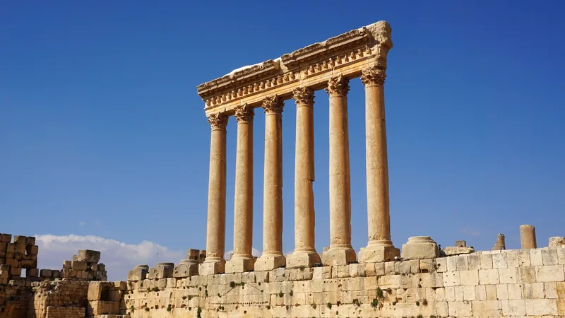 The standing columns of the Roman temple complex at Baalbek
