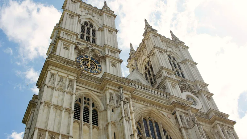 The west towers of Westminster Abbey against the sky