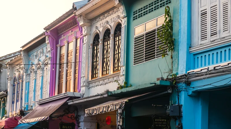 Pastel Sino-Portuguese shophouses in Phuket Old Town